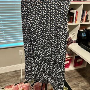 Good Luck Gem Navy Midi Skirt with White Floral Print